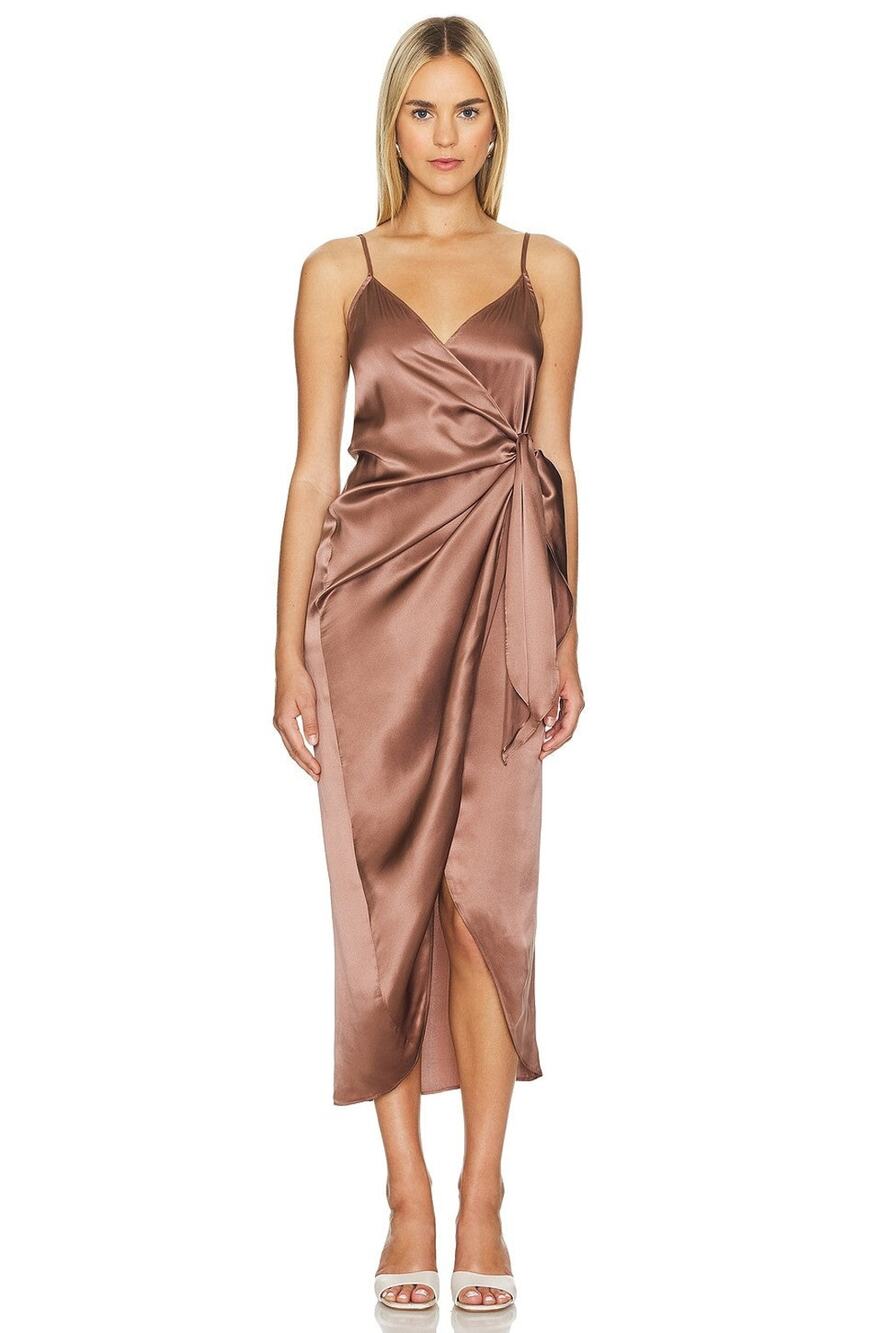 L'AGENCE Amilia Silk Sleeveless Maxi Wrap Dress - 6